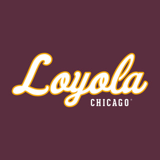 Loyola University Chicago Ramblers Script Logo Short Sleeve T Shirt - Maroon