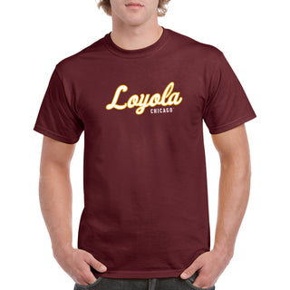 Loyola University Chicago Ramblers Script Logo Short Sleeve T Shirt - Maroon