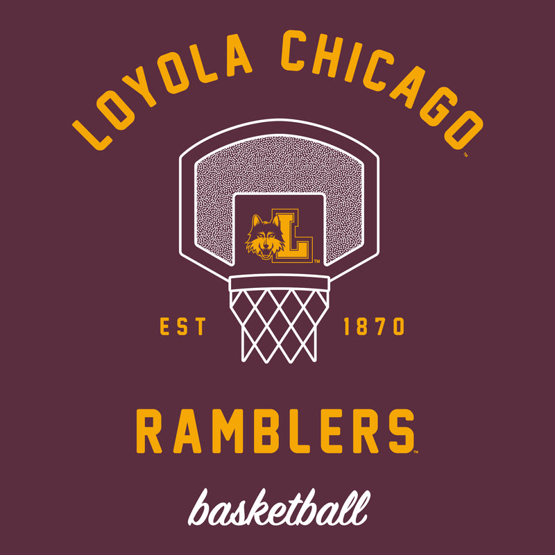 Loyola University Chicago Rambler Basketball Net T Shirt - Maroon
