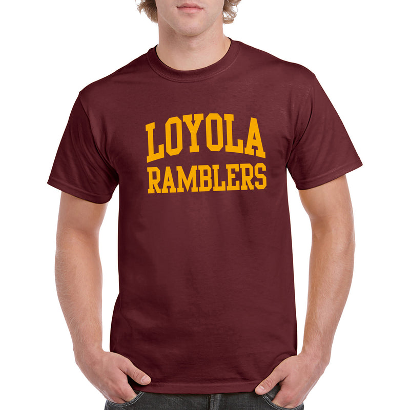 Loyola University Chicago Ramblers Front Back Print Short Sleeve T Shirt - Maroon