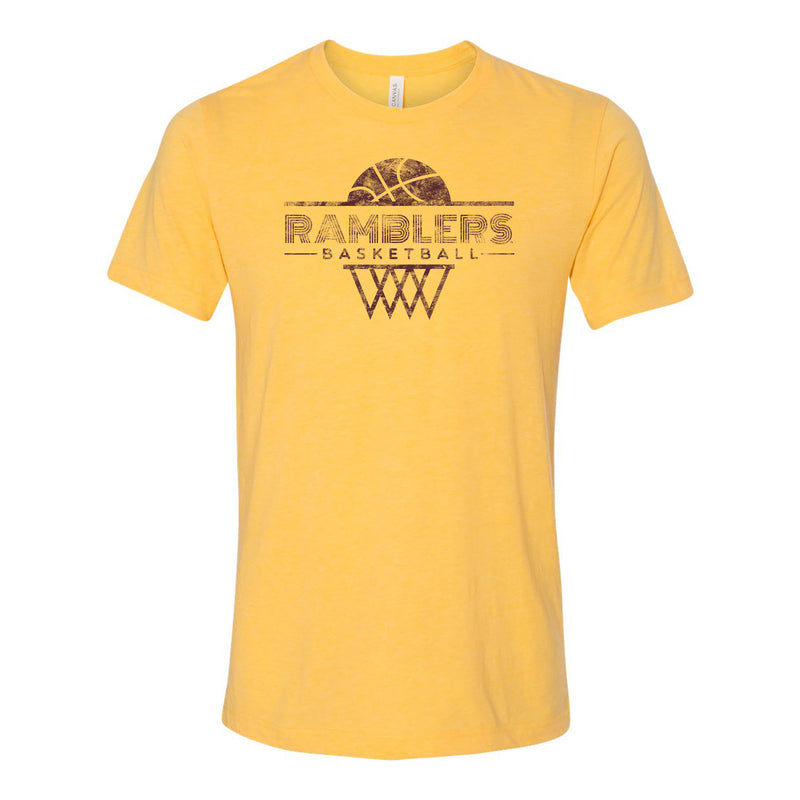 Loyola Chicago Ramblers Oblique Basketball Hoop Canvas Triblend T-Shirt - Yellow Gold