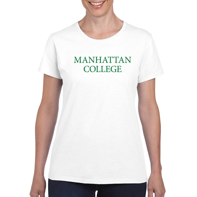 Manhattan College Jaspers Basic Block Short Sleeve Womens T Shirt - White