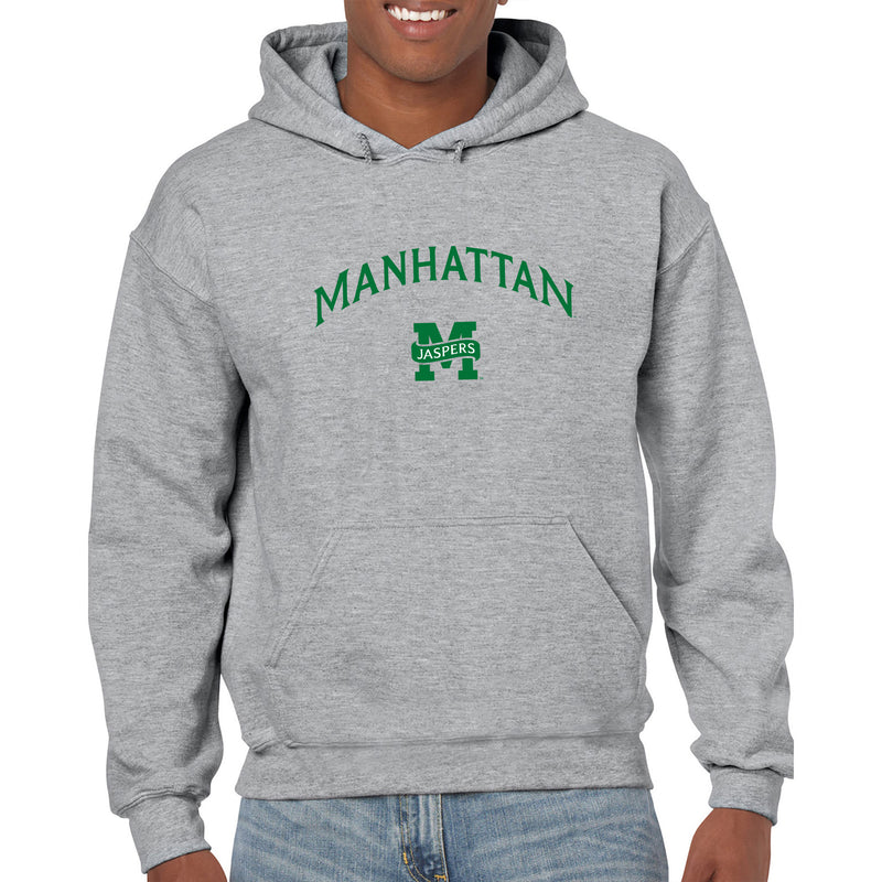 Manhattan College Jaspers Arch Logo Hoodie- Sport Grey
