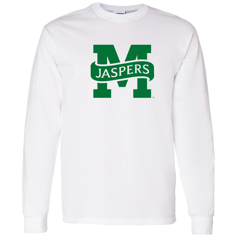 Manhattan College Jaspers Primary Logo Long Sleeve T Shirt - White