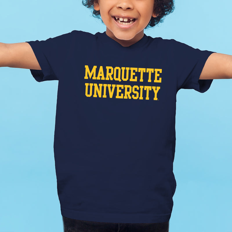 Marquette University Golden Eagles Basic Block Youth T-Shirt - Navy
