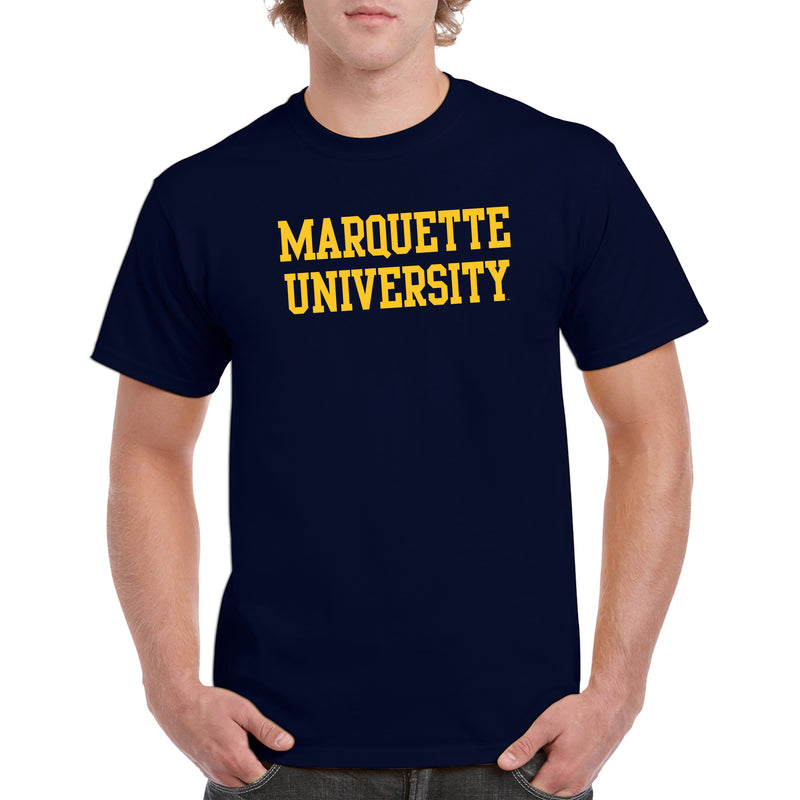 Marquette University Golden Eagles Basic Block Short Sleeve T Shirt - Navy