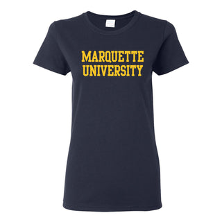 Marquette Golden Eagles Basic Block Women's Short Sleeve T Shirt - Navy