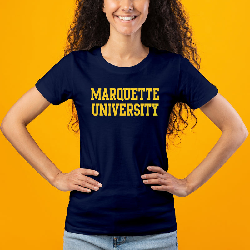 Marquette Golden Eagles Basic Block Womens Short Sleeve T Shirt - Navy