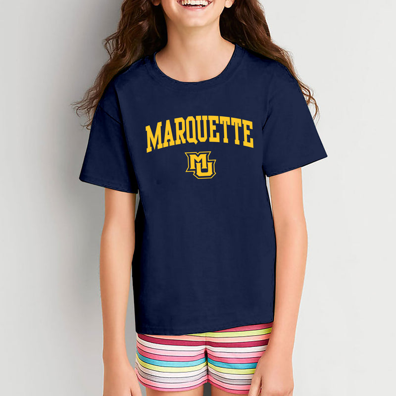 Marquette University Golden Eagles Arch Logo Youth T-Shirt - Navy