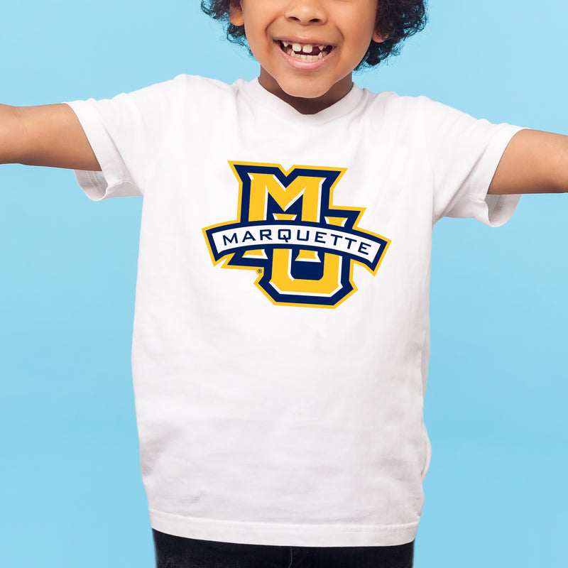 Marquette University Golden Eagles Primary Logo Youth T-Shirt - White