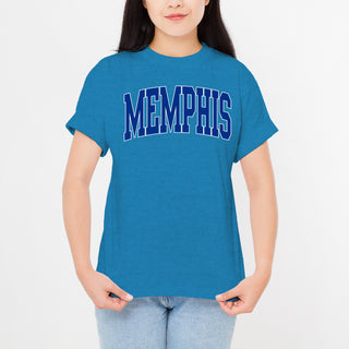 Memphis Tigers Mega Arch T-Shirt - Heather Sapphire