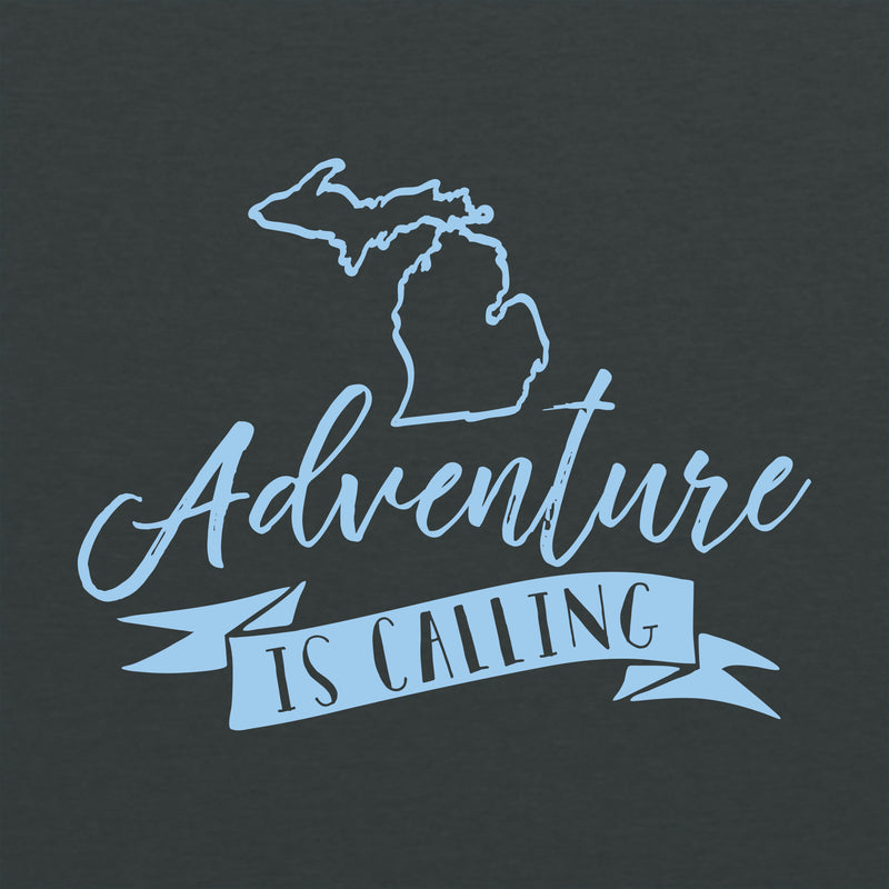 Adventure is Calling Michigan Gildan Womens Softstyle T Shirt - Dark Heather