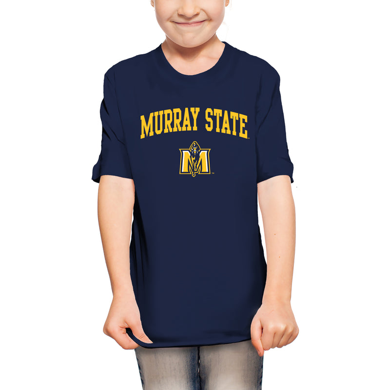 Murray State University Racers Arch Logo Youth Short Sleeve T Shirt - Navy