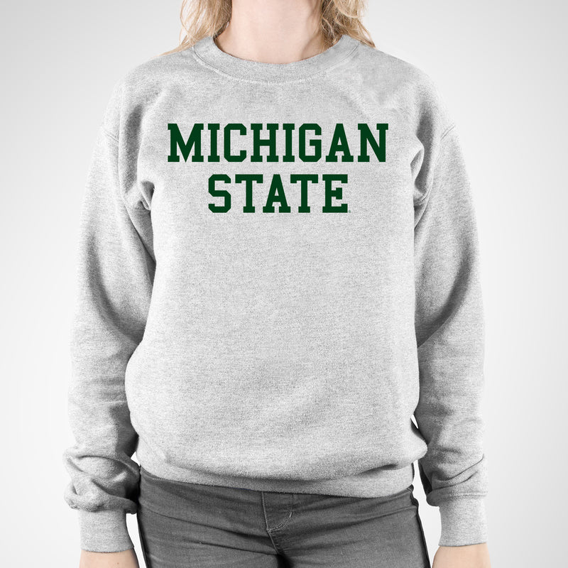 Michigan State Spartans Basic Block Crewneck Sweatshirt - Sport Grey