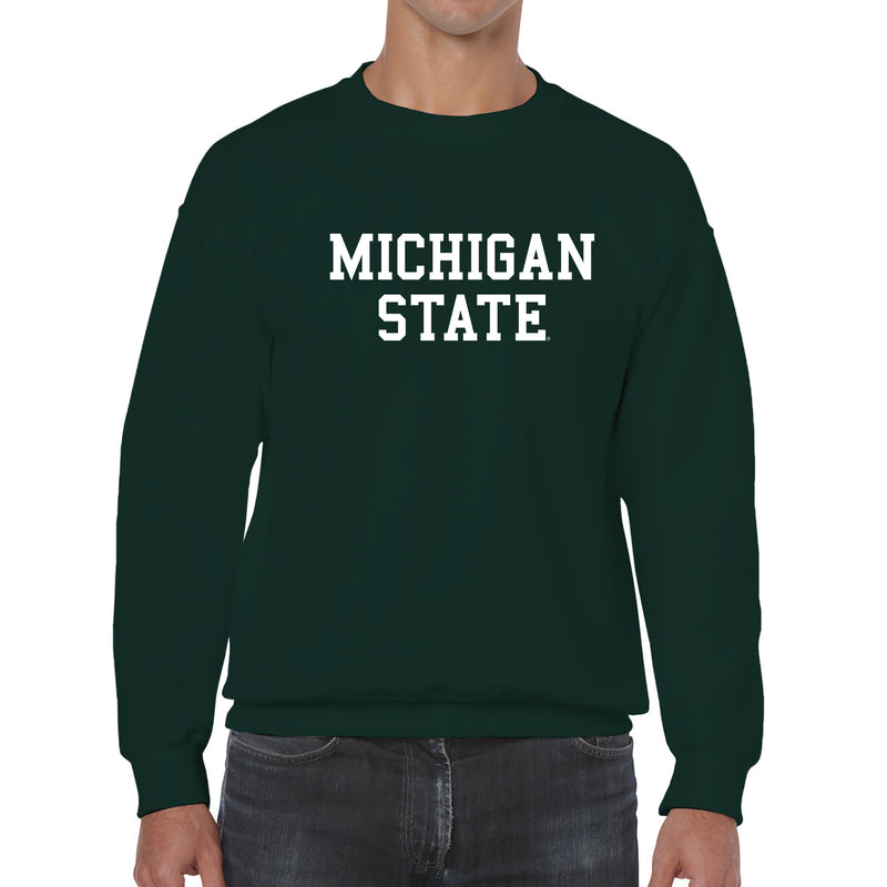 Michigan State University Spartans Basic Block Crewneck Sweatshirt - Forest