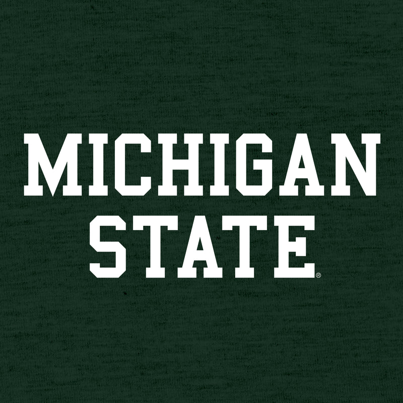Michigan State University Spartans Basic Block Canvas Triblend T Shirt - Emerald Triblend