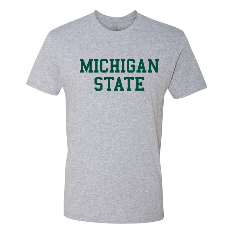 Michigan State University Spartans Basic Block Next Level Short Sleeve T Shirt - Heather Grey