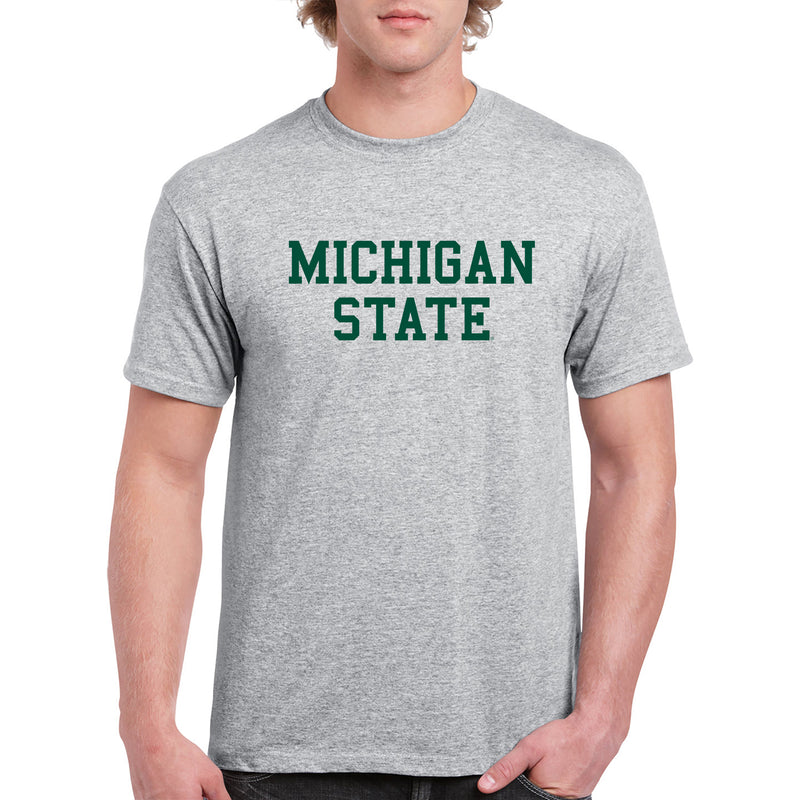Michigan State University Spartans Basic Block Short Sleeve Tee - Sport Grey