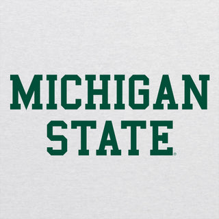 Michigan State University Spartans Basic Block Next Level Raglan T Shirt - Heather White / Premium Heather