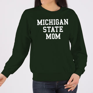 Michigan State Spartans Basic Block Mom Crewneck Sweatshirt - Forest