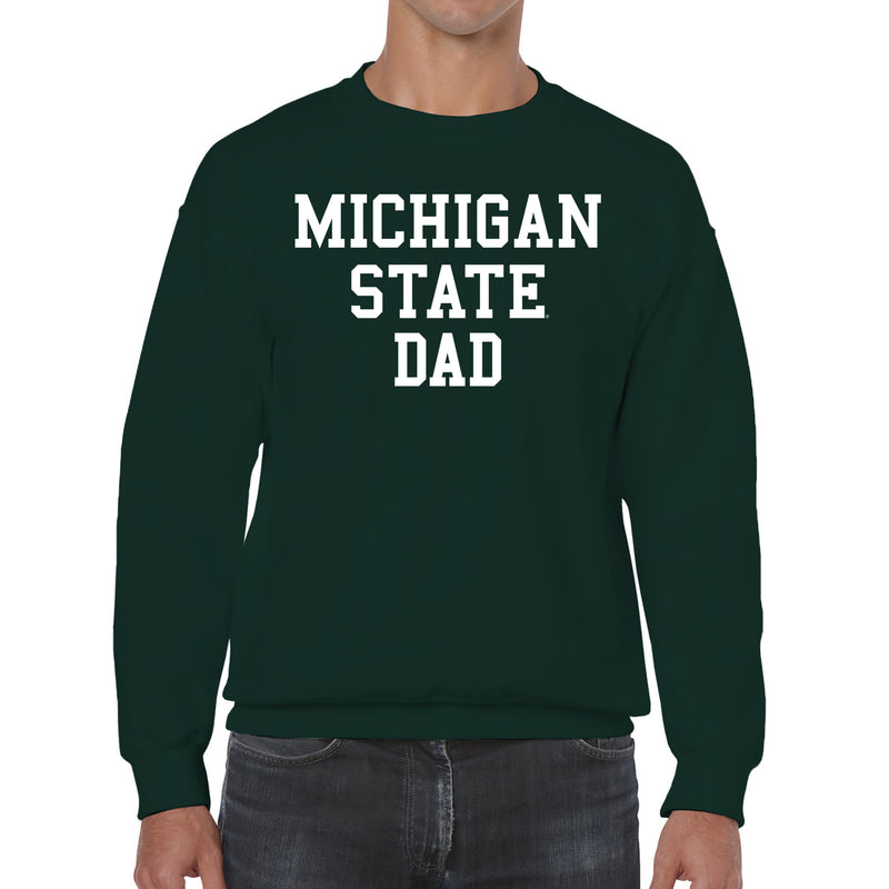 Michigan State Spartans Basic Block Dad Crewneck Sweatshirt - Forest