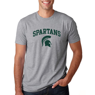 Michigan State University Spartans Arch Logo Next Level Short Sleeve T Shirt - Heather Grey