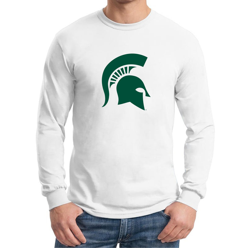 Michigan State University Spartan Logo Long Sleeve T Shirt - White