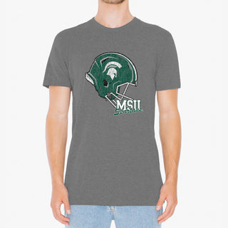 Michigan State University Spartans Tilted Football Helmet Next Level Short Sleeve T Shirt - Premium Heather