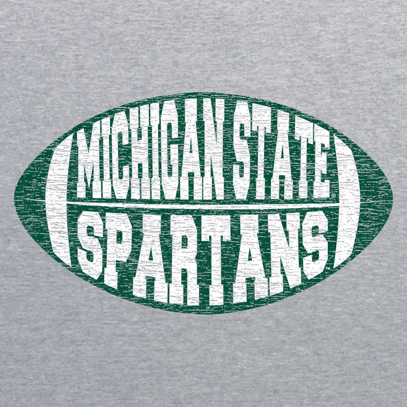 Michigan State University Spartans Faded Block Football Canvas Triblend Short Sleeve T Shirt - Athletic Grey Triblend