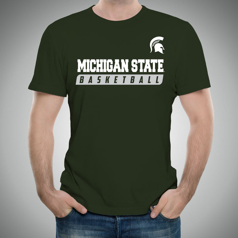 Michigan State University Spartans Basketball Slant Short Sleeve T-Shirt - Forest