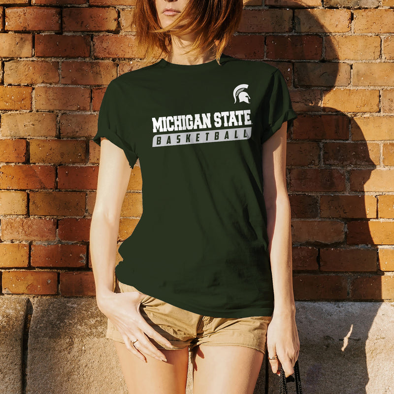 Michigan State University Spartans Basketball Slant Short Sleeve T-Shirt - Forest