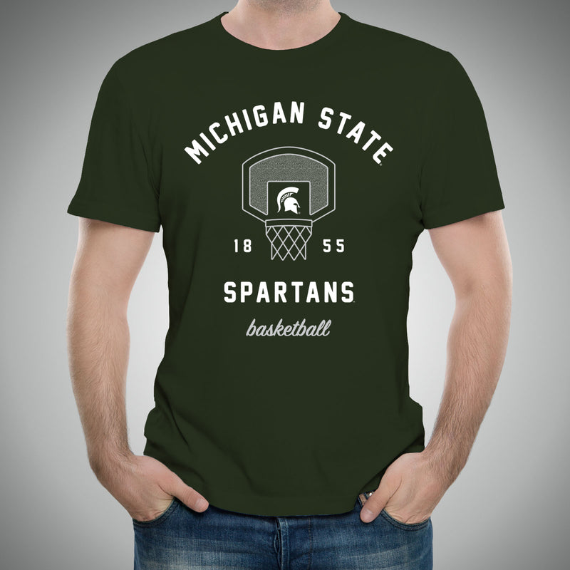 Michigan State University Spartans Basketball Net Short Sleeve T-Shirt - Forest