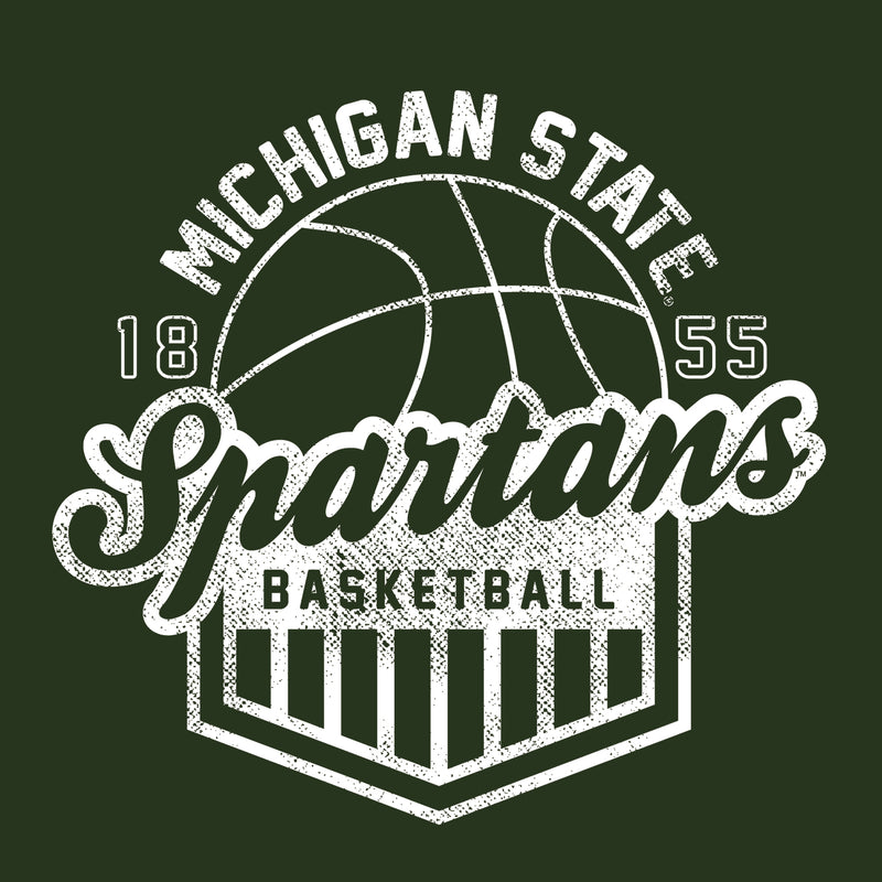 Michigan State University Spartans Basketball Shield Short Sleeve T-Shirt - Forest