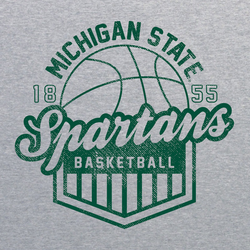 Michigan State University Spartans Basketball Shield Short Sleeve T-Shirt - Sport Grey