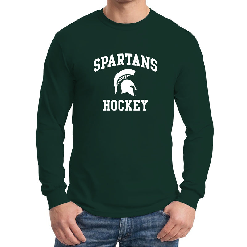 Michigan State University Spartans Arch Logo Hockey Long Sleeve T Shirt - Forest