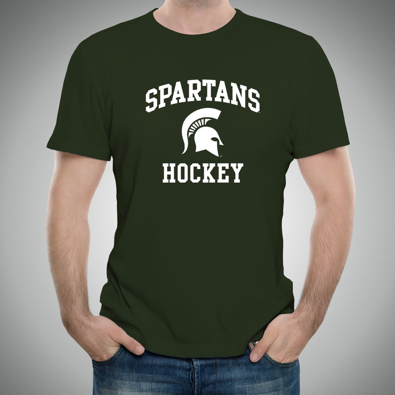 Michigan State University Spartans Arch Logo Hockey Short Sleeve T Shirt - Forest