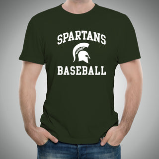 Michigan State University Spartans Arch Logo Baseball Baseball Short Sleeve T Shirt - Forest