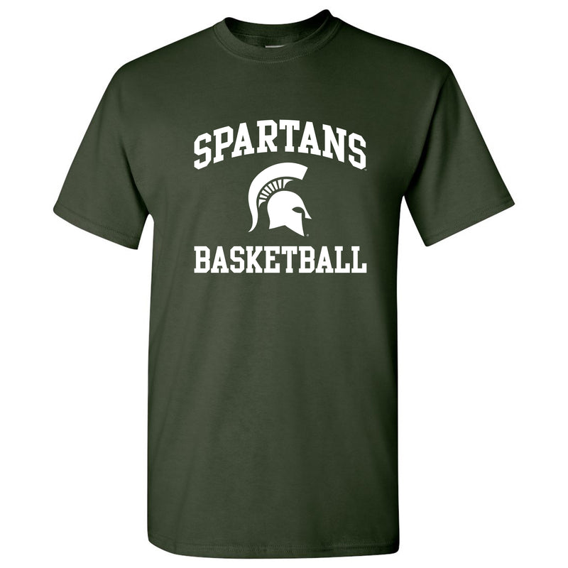 Michigan State University Spartans Arch Logo Basketball Short Sleeve T Shirt - Forest