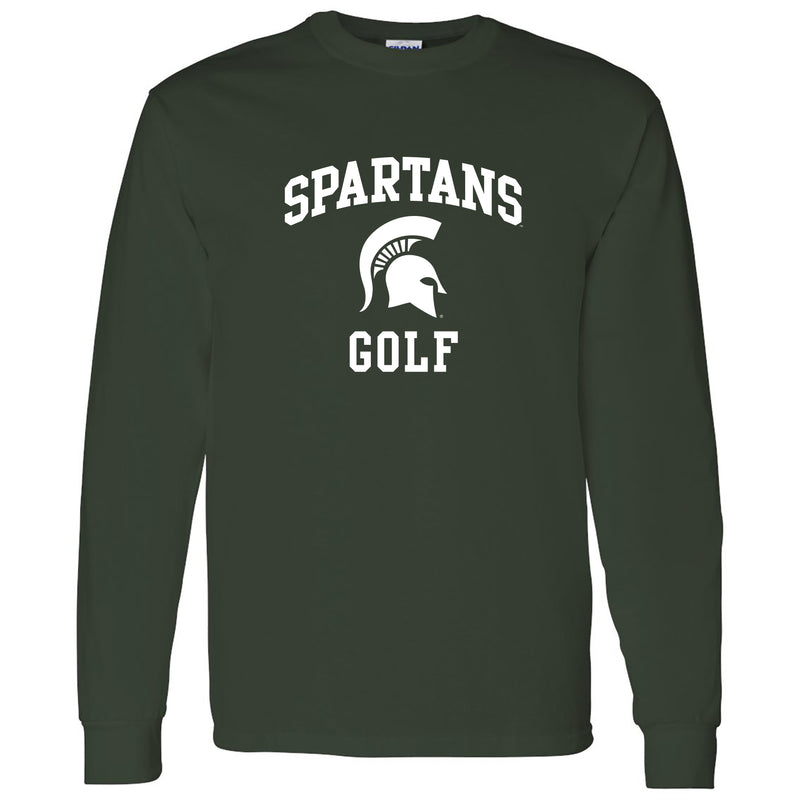 Michigan State University Spartans Arch Logo Golf Long Sleeve T Shirt - Forest
