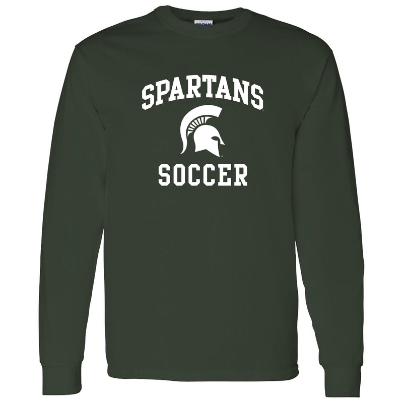Michigan State University Spartans Arch Logo Soccer Long Sleeve T Shirt - Forest