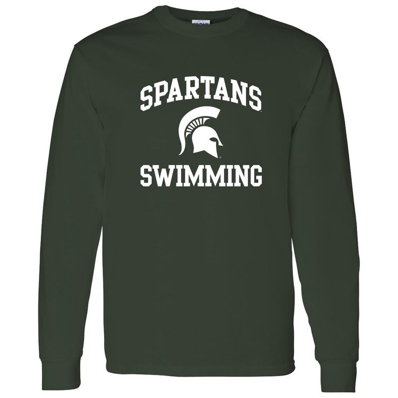 Michigan State University Spartans Arch Logo Swimming Long Sleeve T Shirt - Forest
