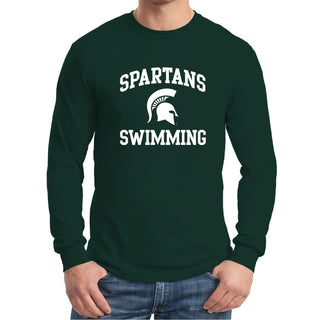 Michigan State University Spartans Arch Logo Swimming Long Sleeve T Shirt - Forest