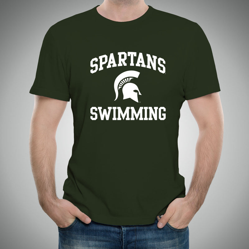 Michigan State University Spartans Arch Logo Swimming Short Sleeve T Shirt - Forest