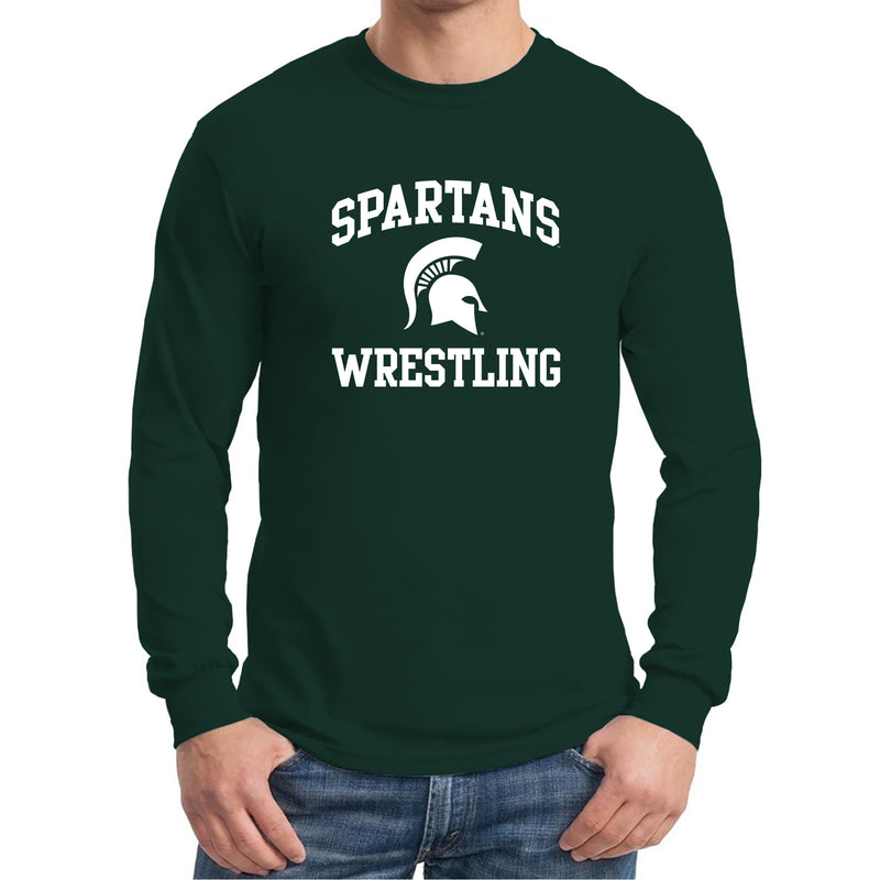 Michigan State University Spartans Arch Logo Wrestling Long Sleeve T Shirt - Forest