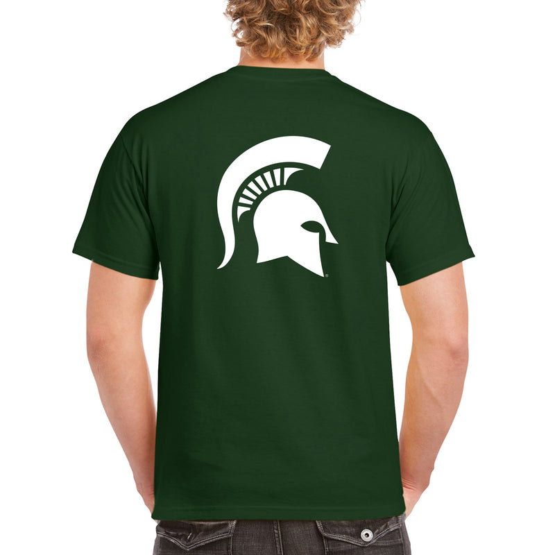 Michigan State University Spartans Front Back Print Short Sleeve T Shirt - Forest