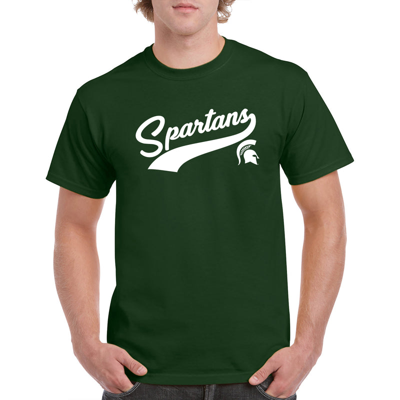 Michigan State University Spartans Baseball Jersey Script Short Sleeve T-Shirt - Forest