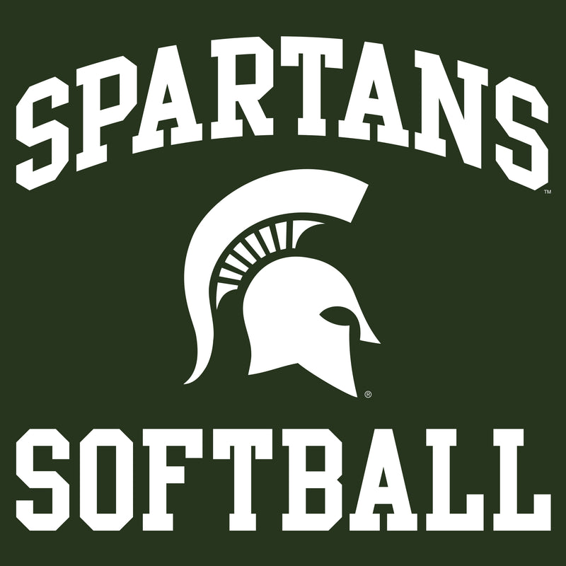 Michigan State University Spartans Arch Logo Softball Long Sleeve T Shirt - Forest