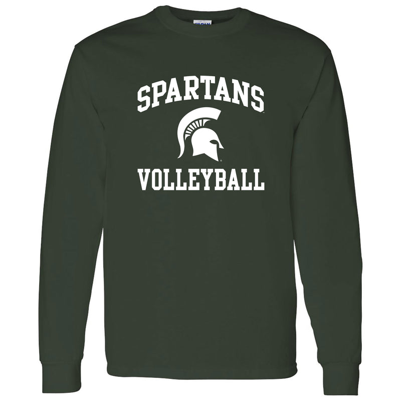 Michigan State University Spartans Arch Logo Volleyball Long Sleeve T Shirt - Forest