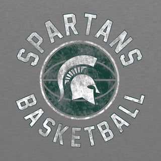 Michigan State University Spartans Basketball Distress Next Level Short Sleeve T Shirt - Premium Heather