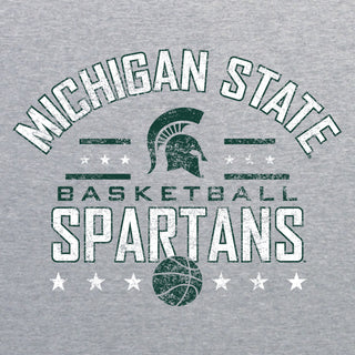 Michigan State University Spartans Basketball Arch Stars Basic Cotton Short Sleeve T Shirt - Sport Grey